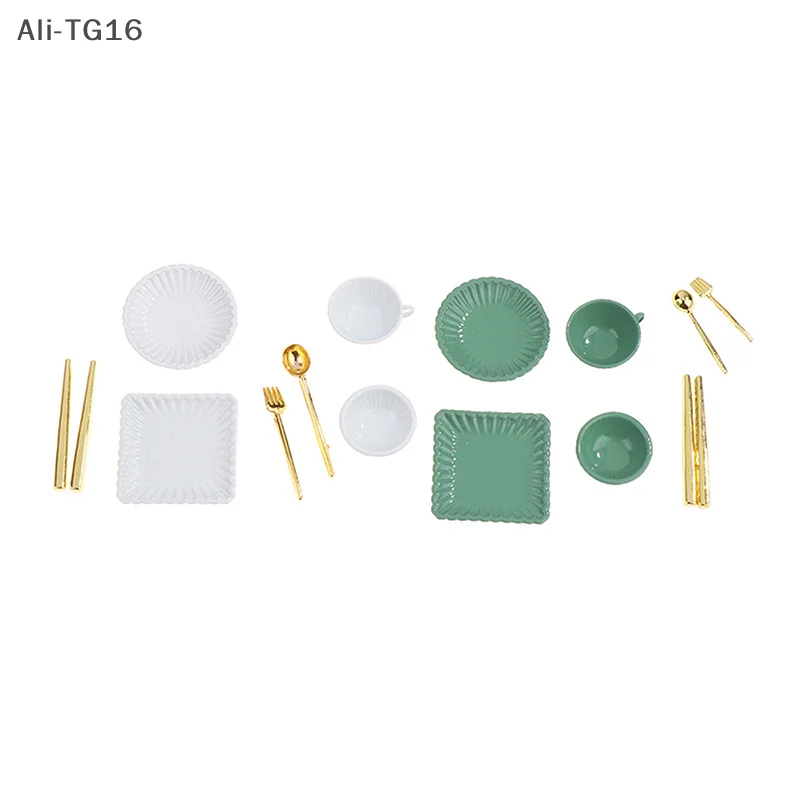 7 pz/set 1:12 casa delle bambole piatti in miniatura tazze da caffè forchette cucchiai in miniatura giochi di imitazione cucina giocattolo accessori per casa delle bambole
