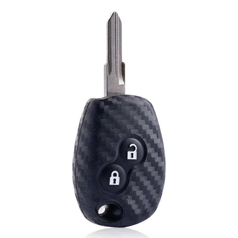 Schlüsselhülle im Carbonfaser-Stil, 2-Tasten-Design für Renault Clio, Scenic, Megane, Duster, Sandero, Captur, Twingo, Modus Autoschlüssel