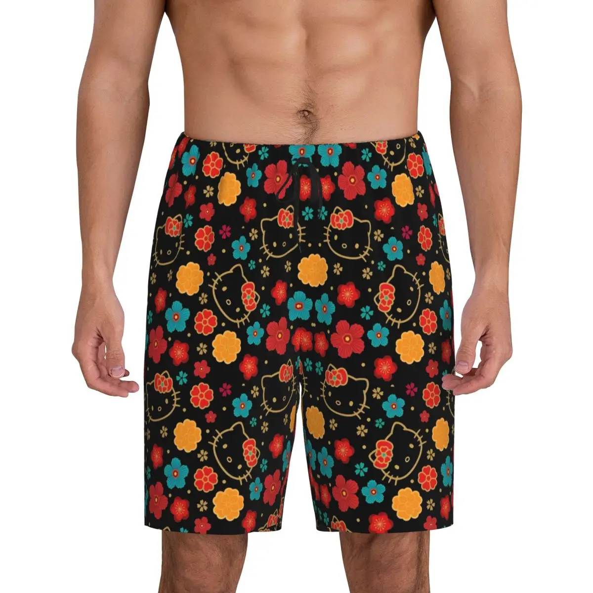 

Мужские пижамные штаны Sanrio Cat с принтом на заказ, одежда для сна, шорты для сна с карманами