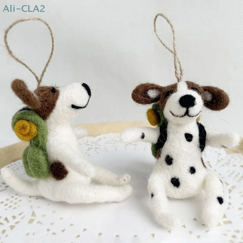 Cute Puppy Dalmatian Three-dimensional Pendant Ornaments Keychain Bag Hanging Handmade Wool Felt Finished Product