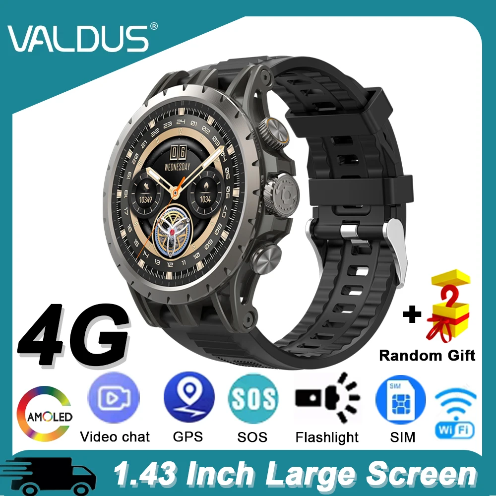 

VALDUS VG54 Smartwatch AMOLED With SIM Card HD Camera For Man Woman 4G Watch GPS WIFI Fitness Sports 32G Rom 2024 New Smartwatch
