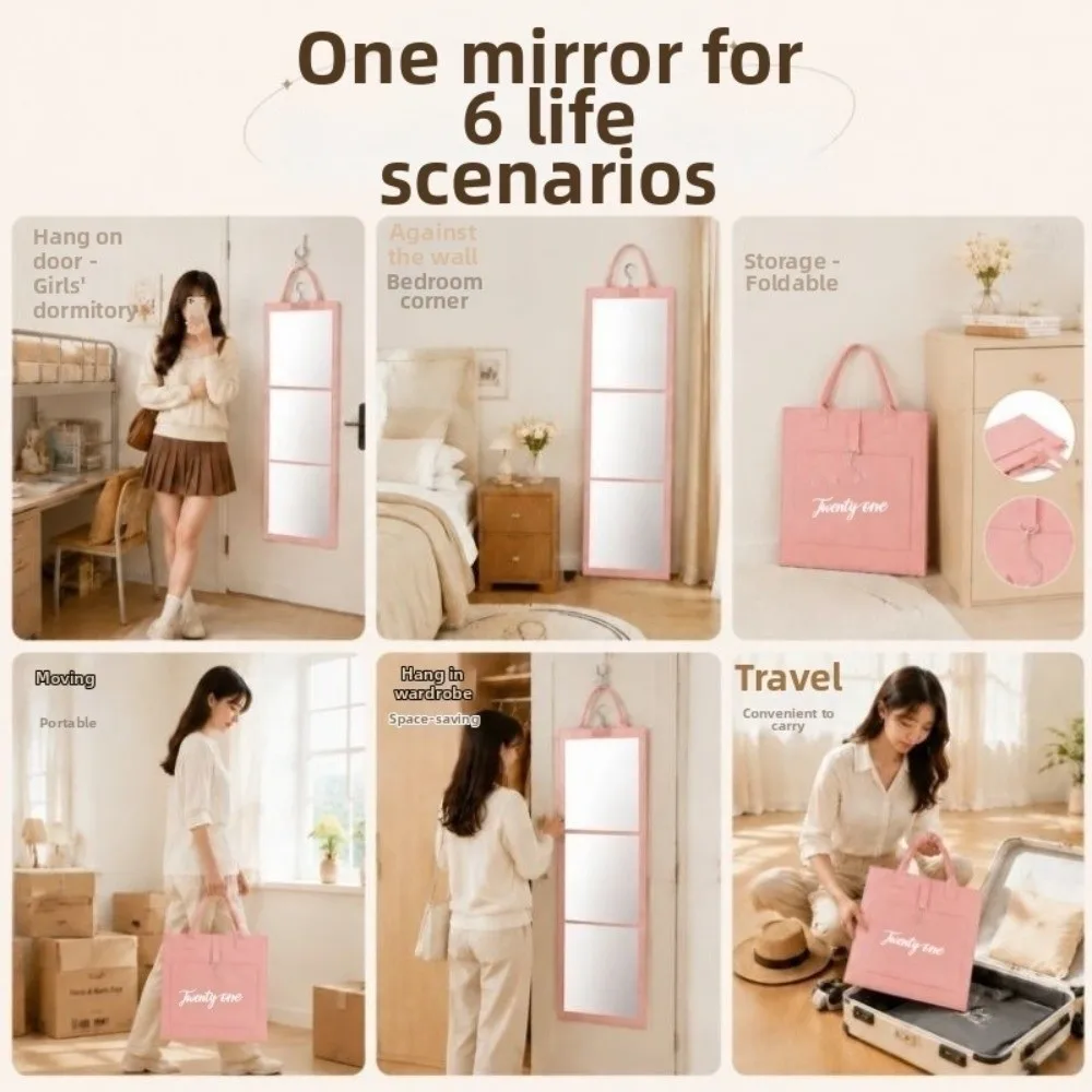 Multifunctional Foldable Full-Length Mirror Thoughtful Protection Can Be Flat Can Be Stand Portable Folding Full-Length Mirror