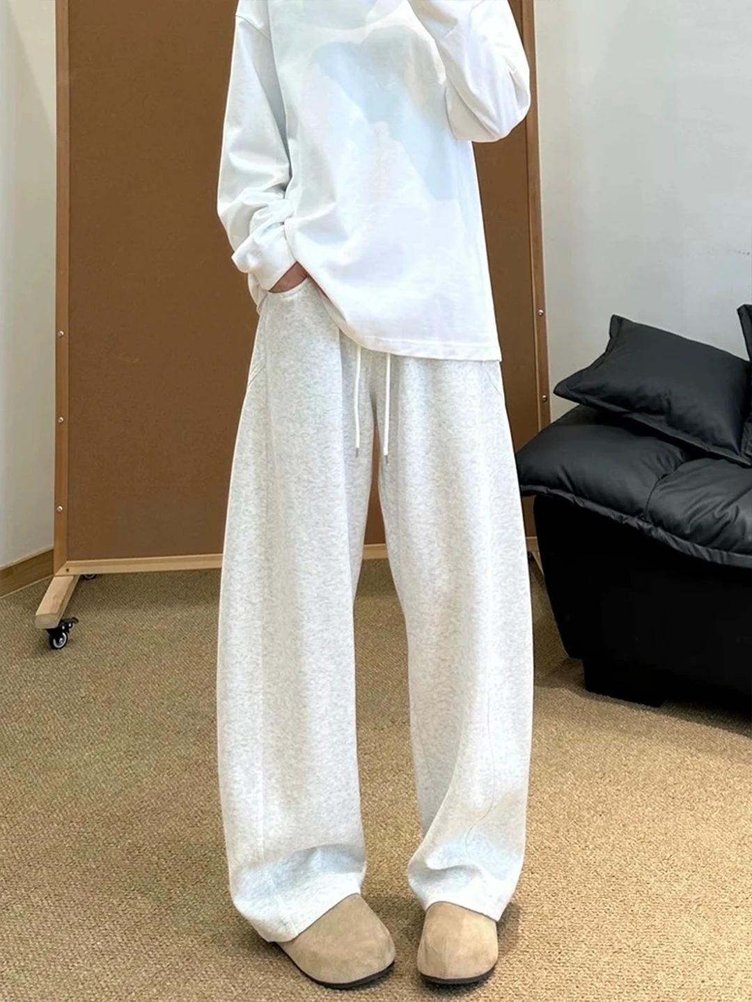 

American Sle Cleanfit Lazy Wide Leg Pants Men's Loose Drapey Straight Casual Trousers Autumn Season Faionable Youth