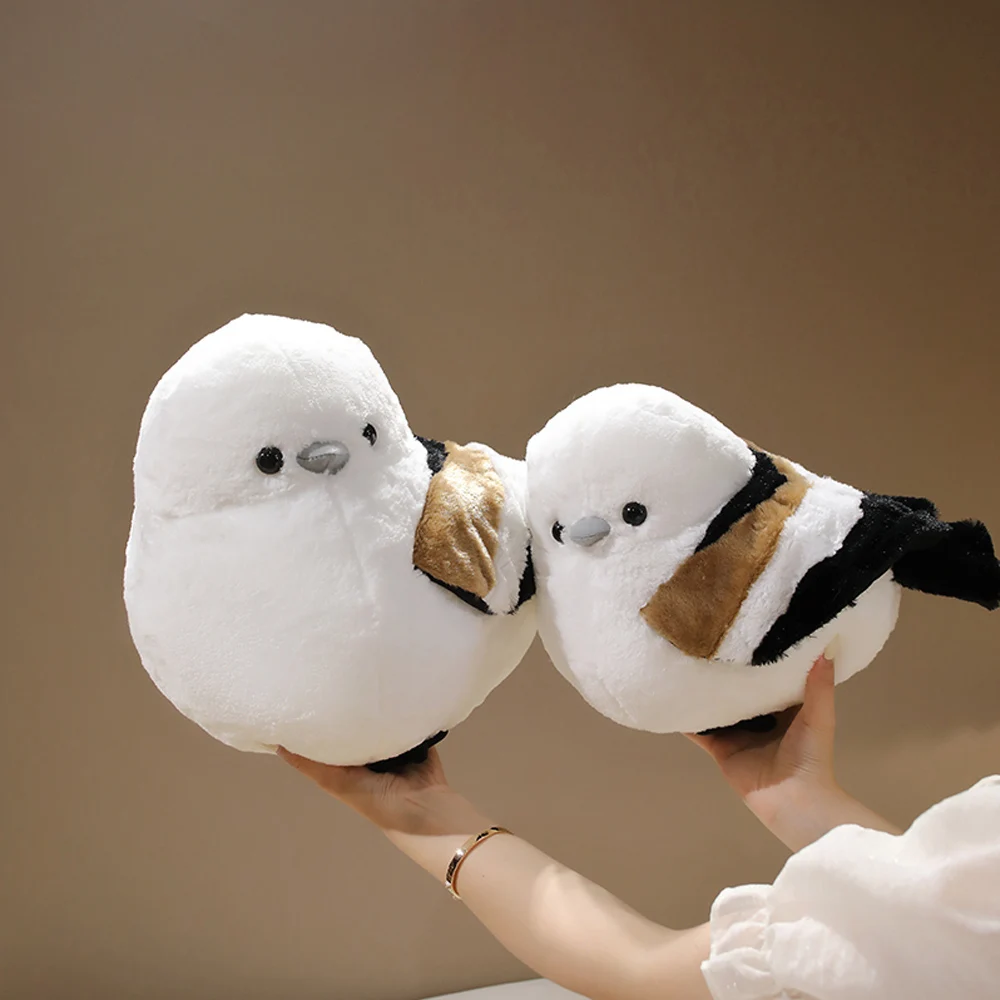 Fluffy Fat Round Sparrow Titmouse Plush Toys Stuffed RealLife Animal Tit Doll Soft Bird Pillow Fluffy Gifts for Kids Girls