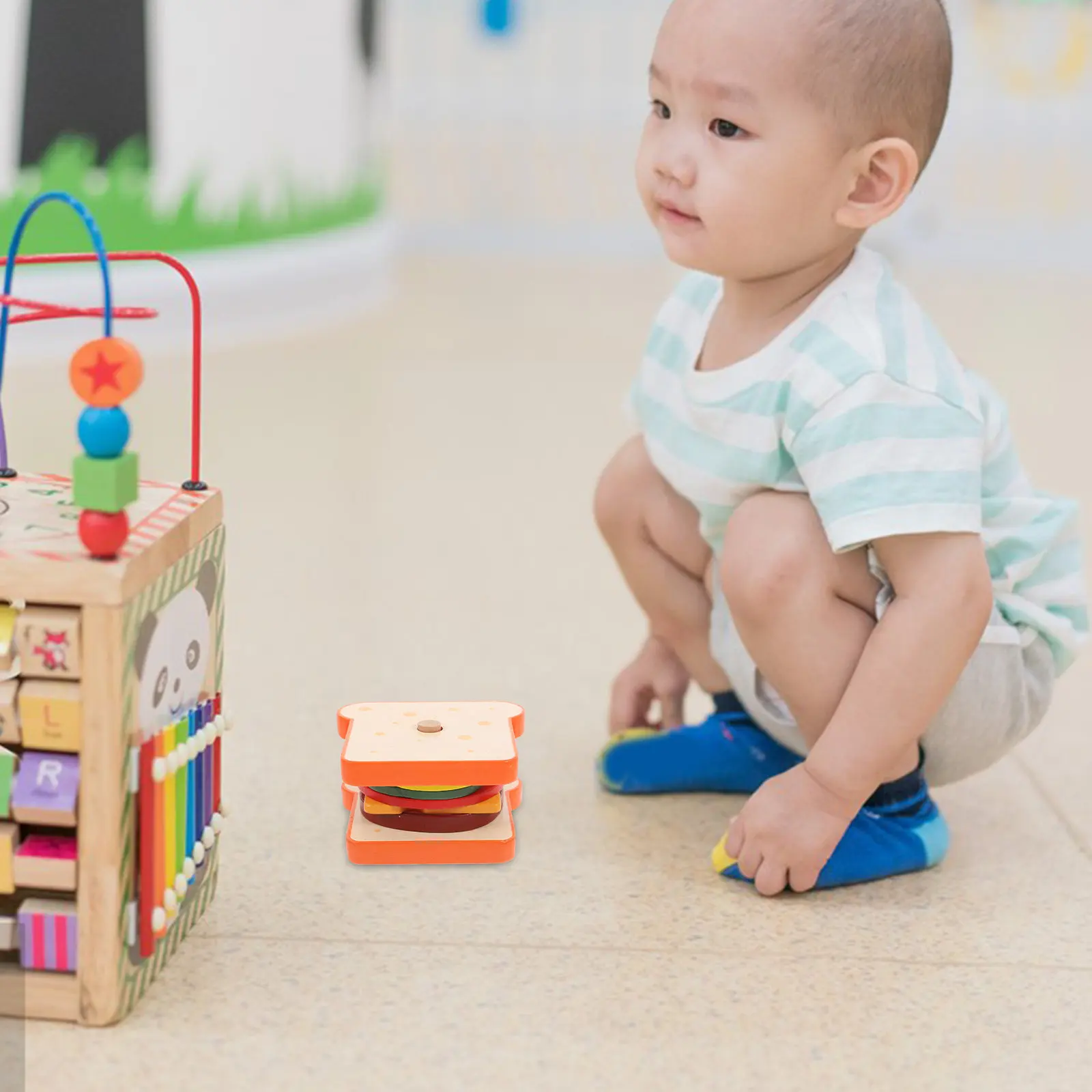 

Wooden Montessori Sandwich Stacking Stem Educational Fine Motor Skills Development Early Learning Game for Toddlers Preschool