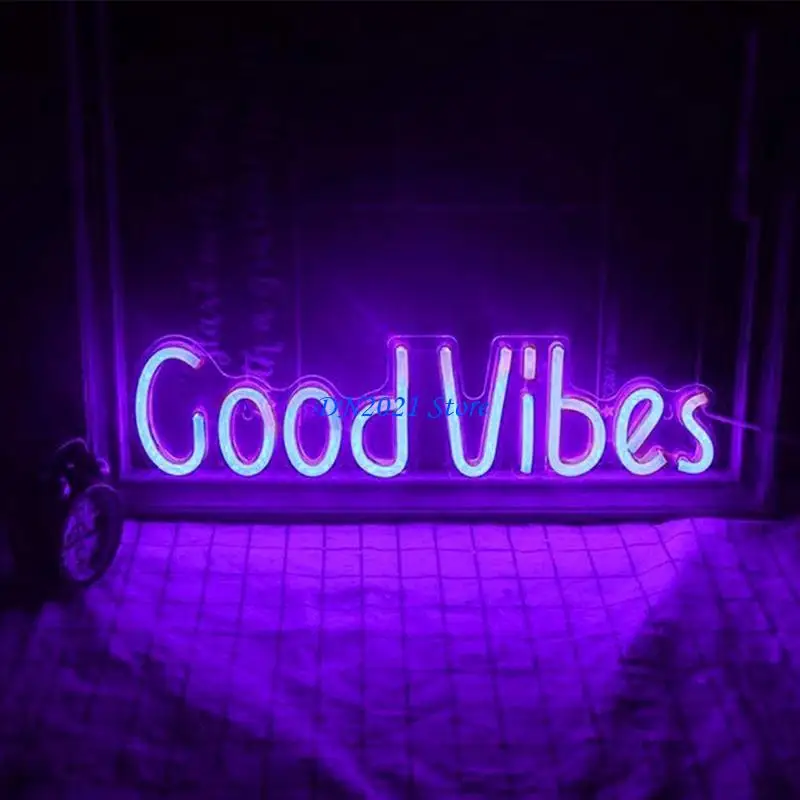 

F3KE Good Vibes LED Wall Signs for Christmas Decoration USB Powered with 2 Hooks