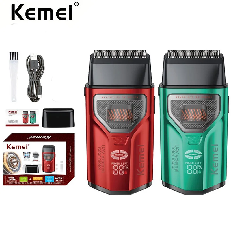 Kemei T299 Professional Barber Foil Shaver Bald Head Reciprocating Razor External Rotor Brushless Motor Beard Trimmer for Men