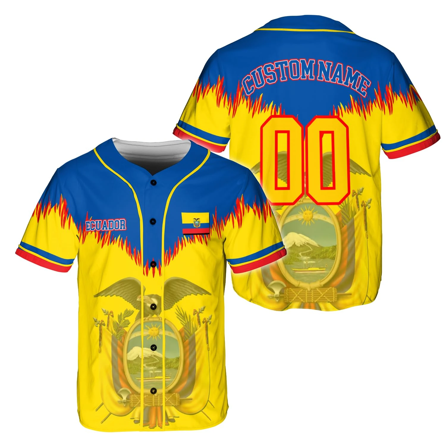 Hot Personalized Ecuador Baseball Jersey, Custom Name And Number, National Flag Design, Gift For Ecuador Fans Shirts