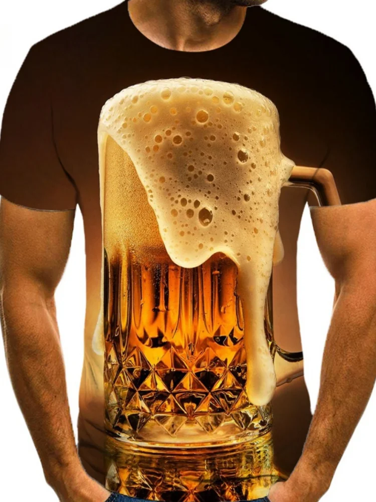 

Одежда Мужская футболка Смешное пиво с 3D принтом Летняя вечеринка Химерный юмор Дизайн 0 Круглый вырез Модная повседневная мужская футболка большого размера