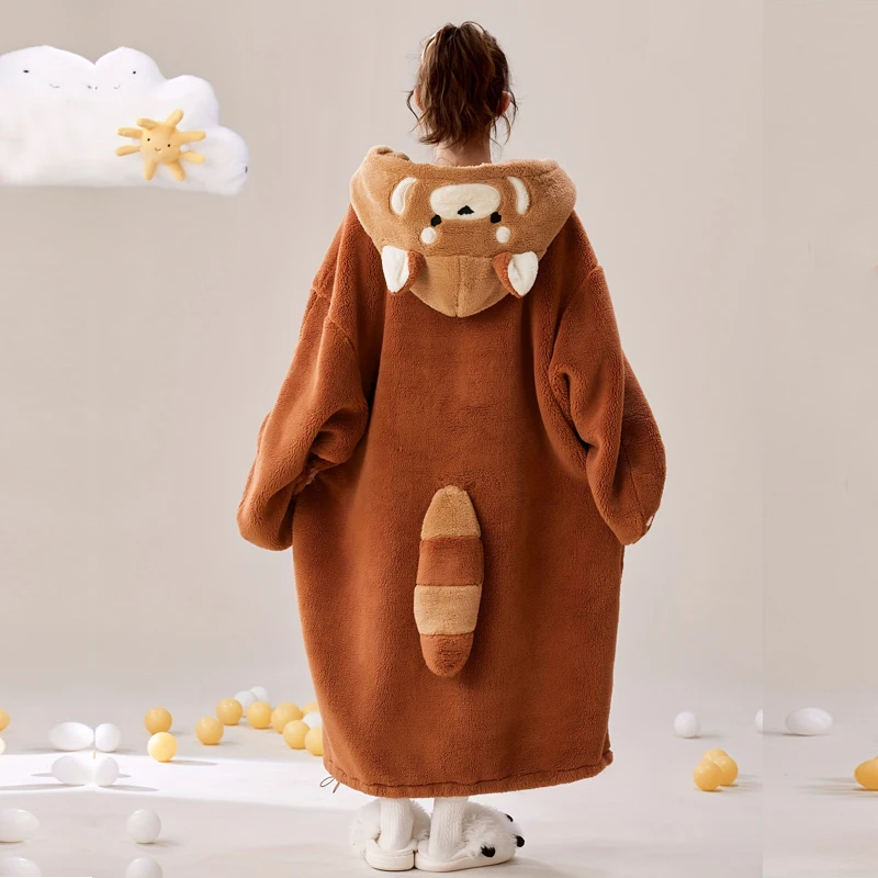 Women's Pajamas Cartoon Hooded Animal onesie,Thick Warm Lounge wear with Oversized Loose Fit ,Men Halloween Cosplay Costume