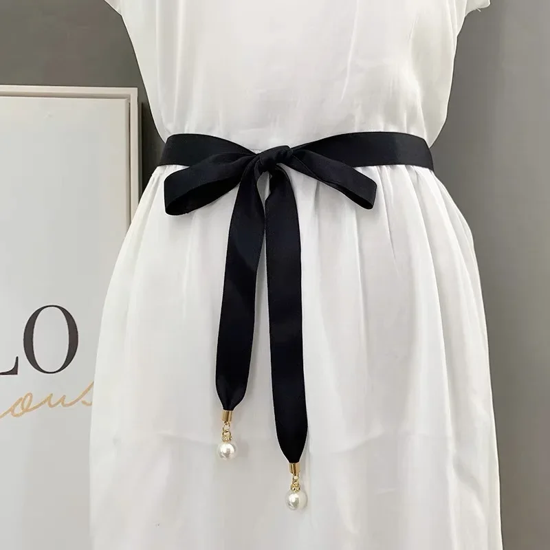 

New Simple Fashion Streamer Silk Fabric Ladies Decorative Belt Bow Drawstring All Matching Clothing Accessories Women Waistband
