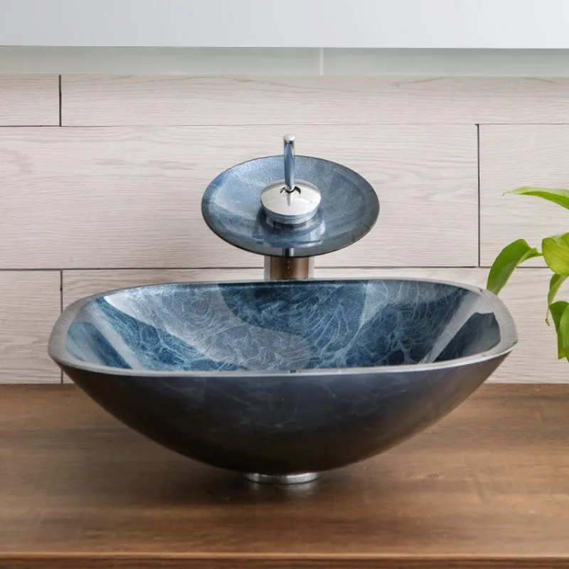 Solid color tempered glass table basin simple art basin