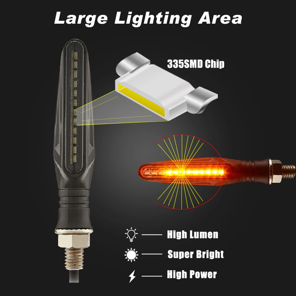 2pcs Motorcycle LED Turn Signals Light High Brightness Daytime Running Lights Universal Waterproof for Motorcycles Beach Bikes