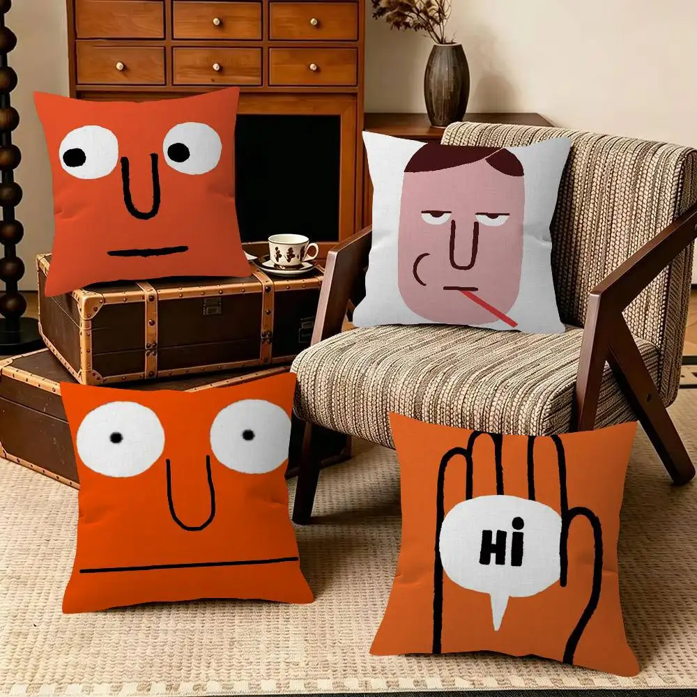Art Funny Aesthetic J-ean J-ullien   Decorative Room Aesthetics Pillow Case Home Decor Bedroom Sofa Bed Pillow Cover 45x45