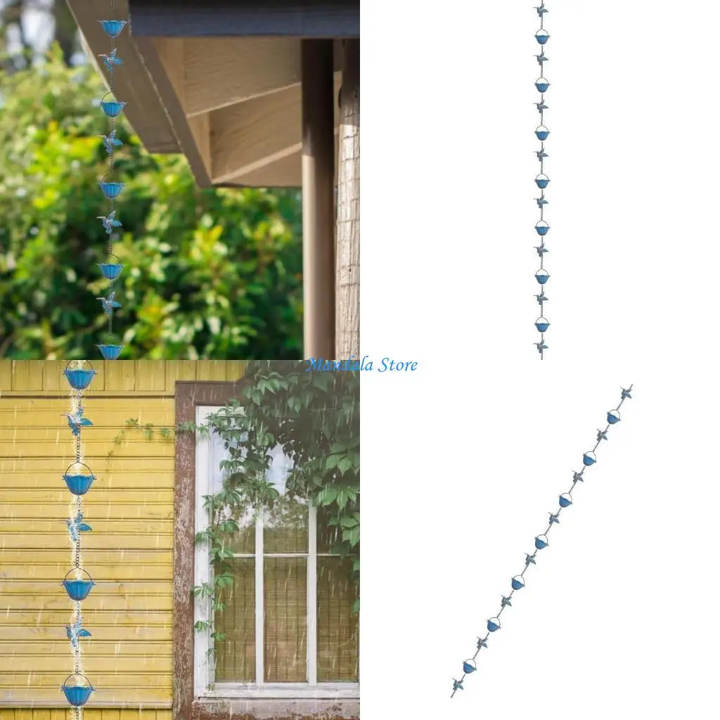 U2JC Decorative Iron Rain Chain Functional Gutter Downspout Replacement Garden Decors