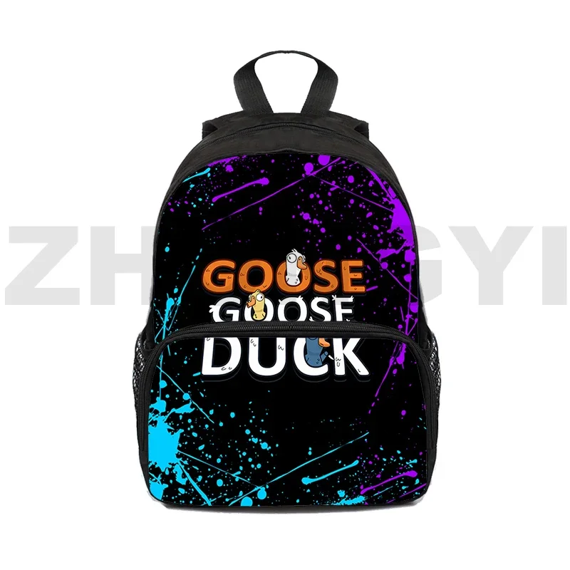 Korean Version College Style Goose Goose Duck 3D Backpacks Vintage Laptop Backpack Study Boy Schoolbags 12/16 Inch Crossbody Bag