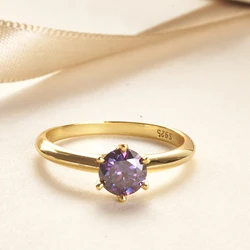 BIJOX STORY Excellent Cut  violet Moissanite Diamonds Ding With Gra Diamond Tester Pass Female Dating Party Fine Jewelry Gift