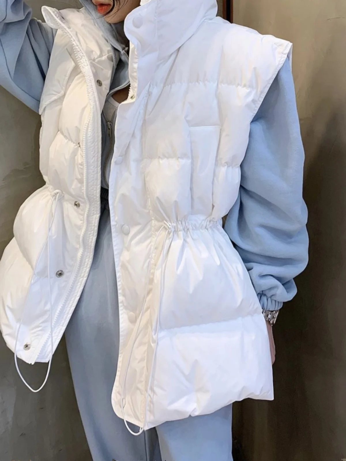 

Women's Loose Fit Stand Collar Bread Jaet Durable Zipper Cotton down Vest Warm Outerwear Faionable Casual Sle
