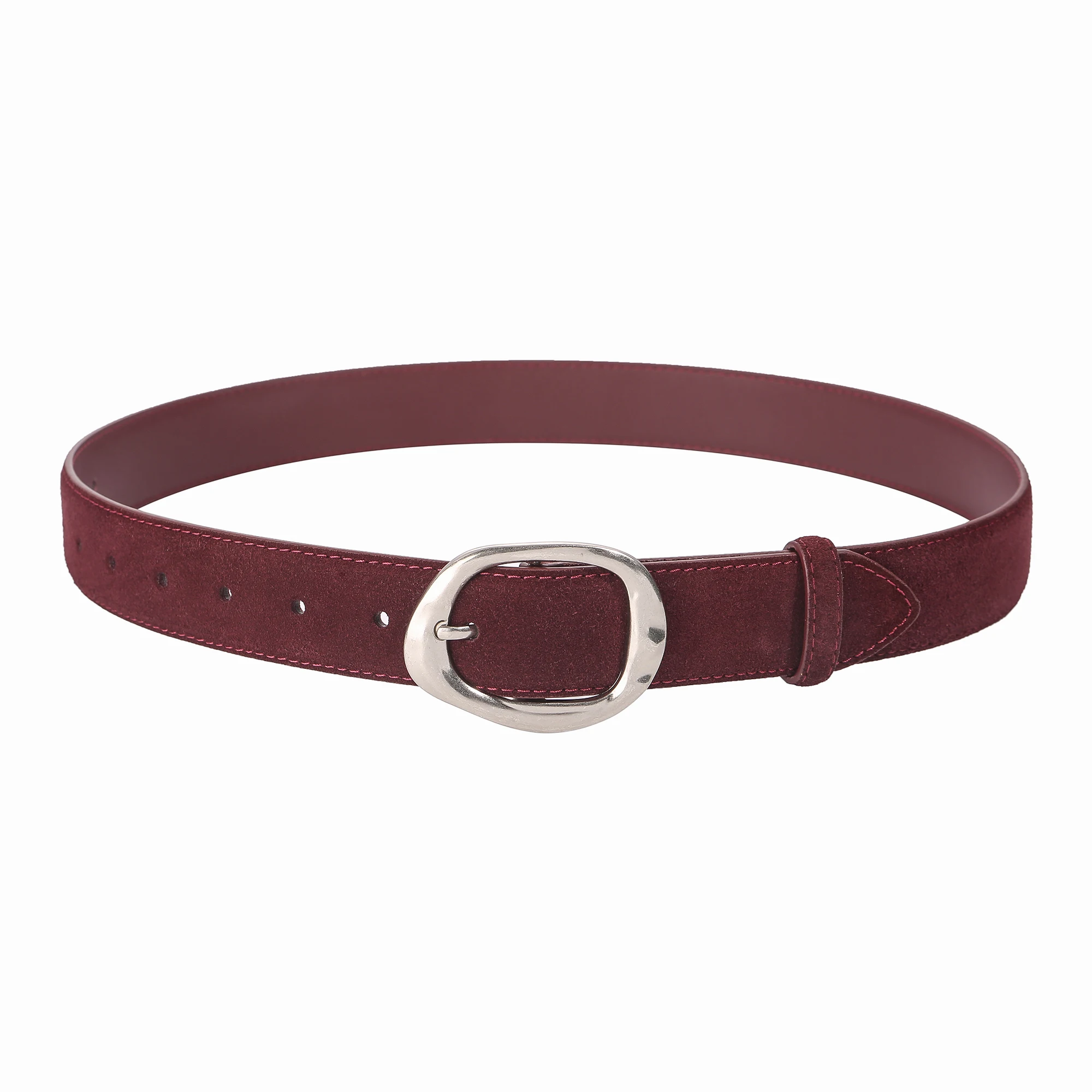 Neuer luxuriöser Wildleder-Rindsledergürtel für Damen im Vintage-Stil mit silberner Metallschnalle, 3,3 cm breiter Bund für Kleider und Jeans – Detail 11