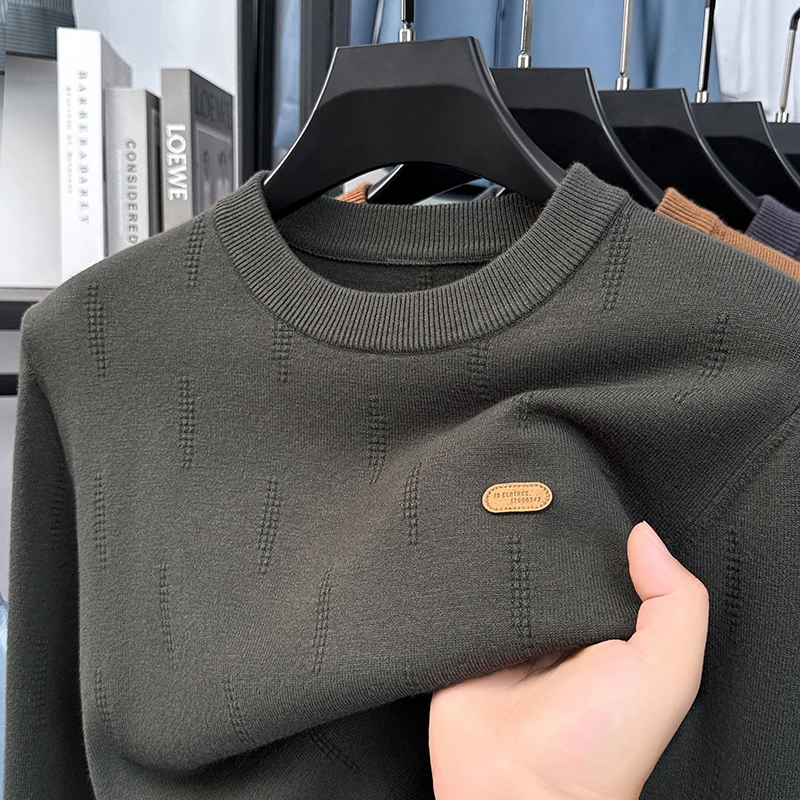 Men's New High quality Long sleeve Sweater Autumn Round neck Anti-pilling Base layer Knitwear Brand Casual Fashionable Men wear