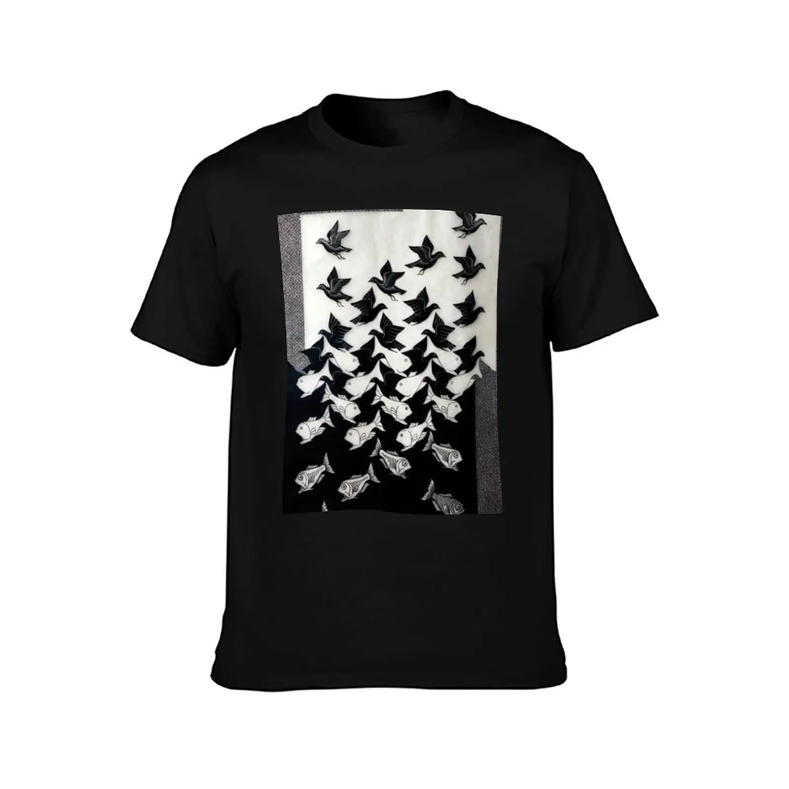 Sky and Water II by M.C. Escher T-Shirt, Summer Casual Cotton Tee, Oversized Streetwear Tops, Vintage Graphic Print, 100% Cotton