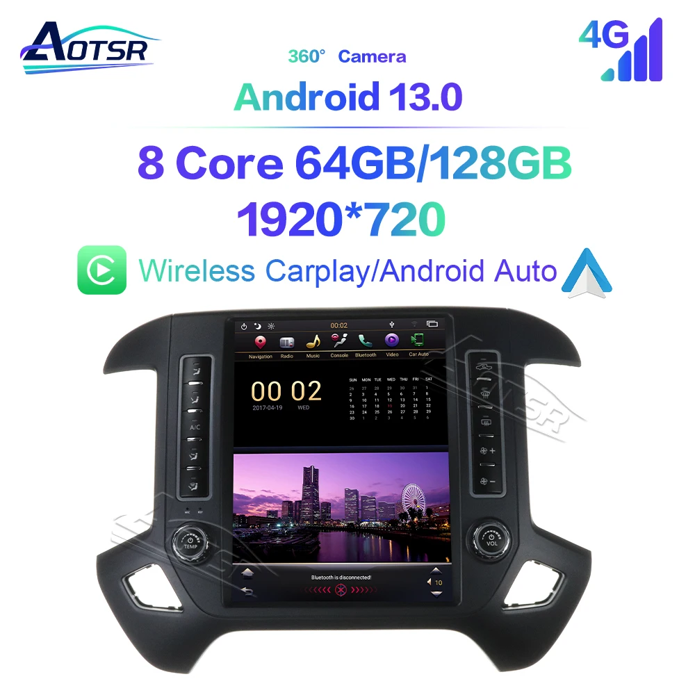 

For GMC Sierra 2015-2018 Car Radio 12.1" PX6 Qualcomm Android Auto Stereo GPS Navigation Multimedia Player Carplay Car Headunit