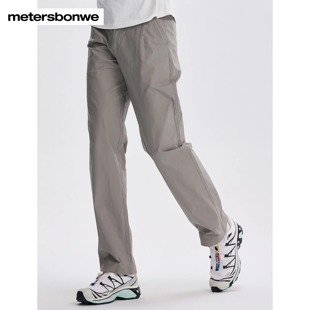 Metersbonwe-Men's Straight Tube Woven Pants Solid Color Angled Pockets Semi-Elastic Waists Trouser Business Casual Young Winter