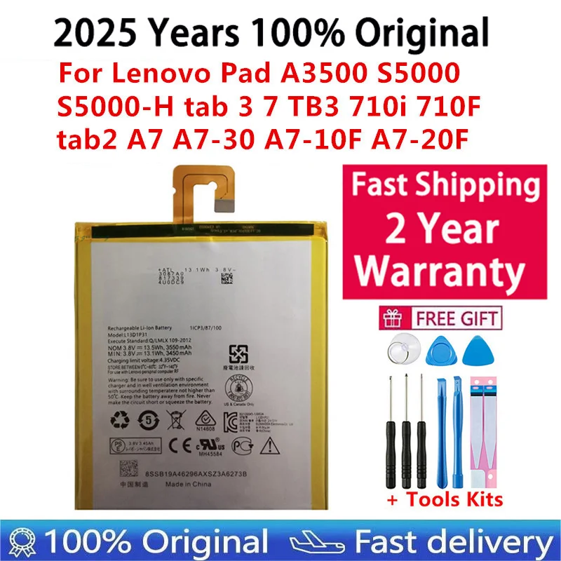 

100% Original New L13D1P31 Battery For Lenovo Pad A3500 S5000 S5000-H tab 3 7 TB3 710i 710F tab2 A7 A7-30 A7-10F A7-20F Bateria