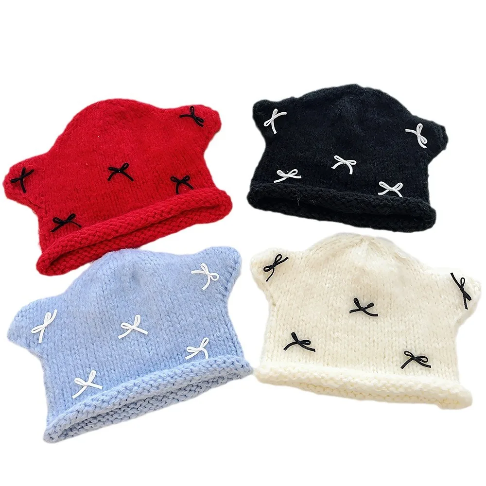 Schattige Kleine Beer Trui Gebreide Muts Strik Warme Wollen Muts Koude Weerstand Pluche Oorbeschermhoed Buiten Wandelen