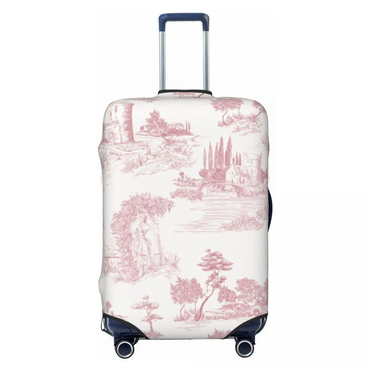 

Винтажный чехол для багажа Toile De Jouy на заказ, эластичный румянец, розовый, белый, дорожный чемодан, защитные чехлы, подходят для 18-32 дюймов