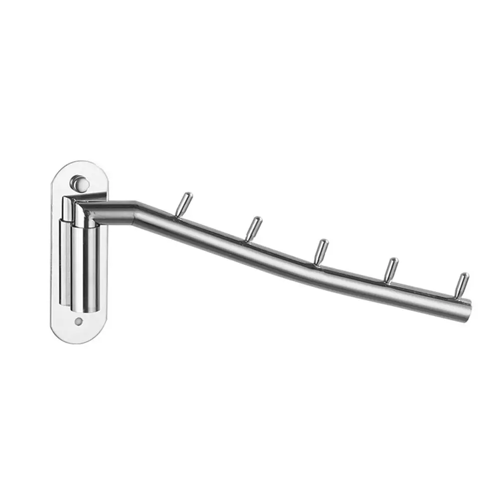 

Stainless Steels Rotating Coat Hooks Wall Mounted Movable Swing Arm Clothing Drying Holder Heavy Duty with 5 Hook