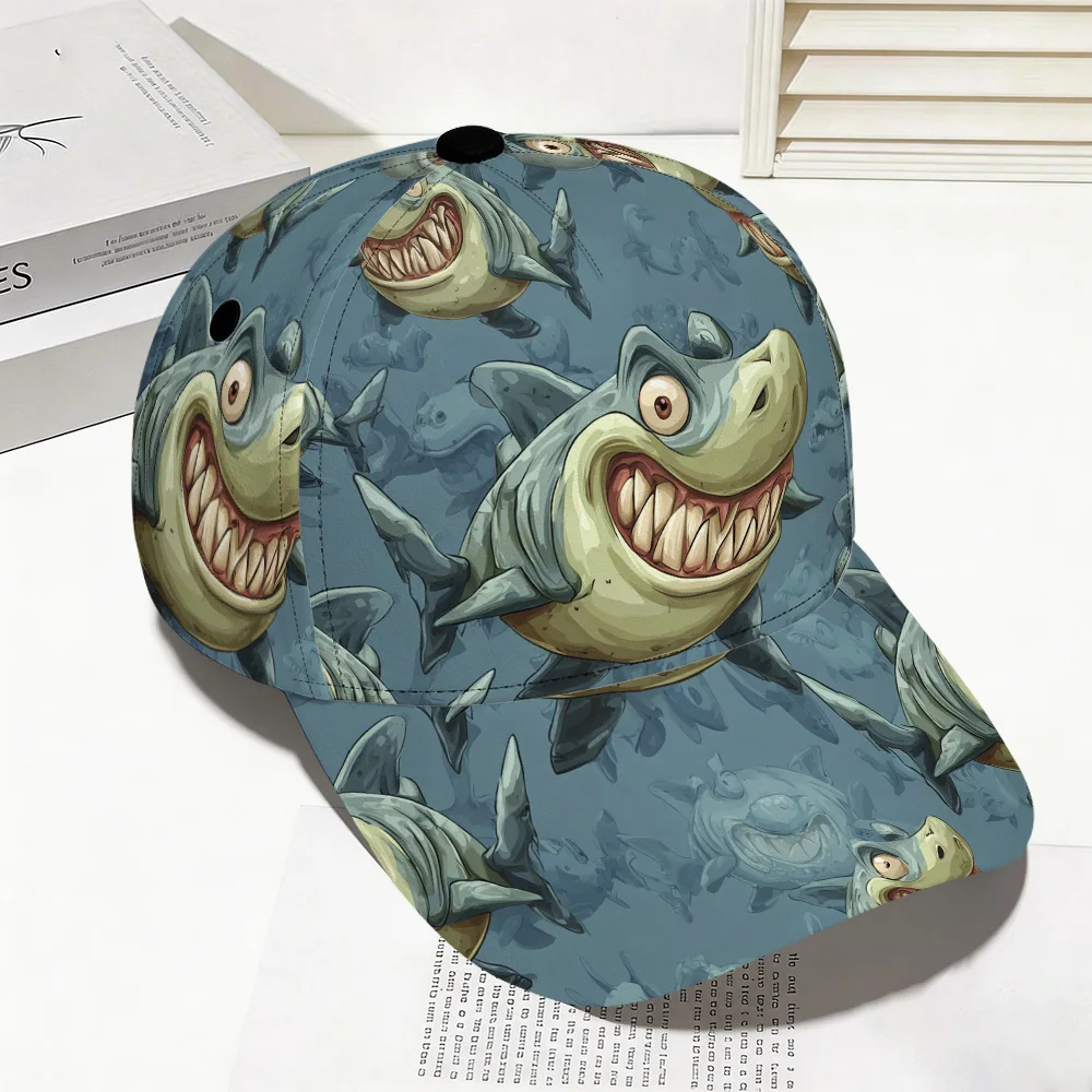 Cheerful Cartoon Shark-Themed Baseball Cap Sturdy Light And Airy Perfect for School Weekend Trips And Relaxed Outings