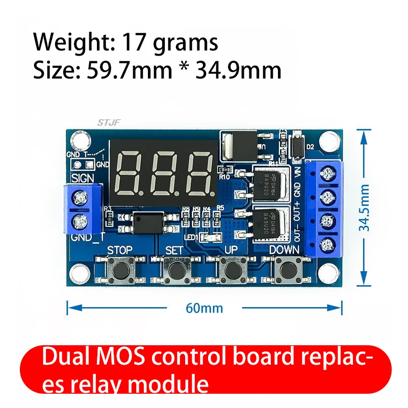DC 12V 24V Dual MOS LED Digital Time Delay Relay Trigger Cycle Timer Delay Switch Circuit Board Timing Control Module fai da te