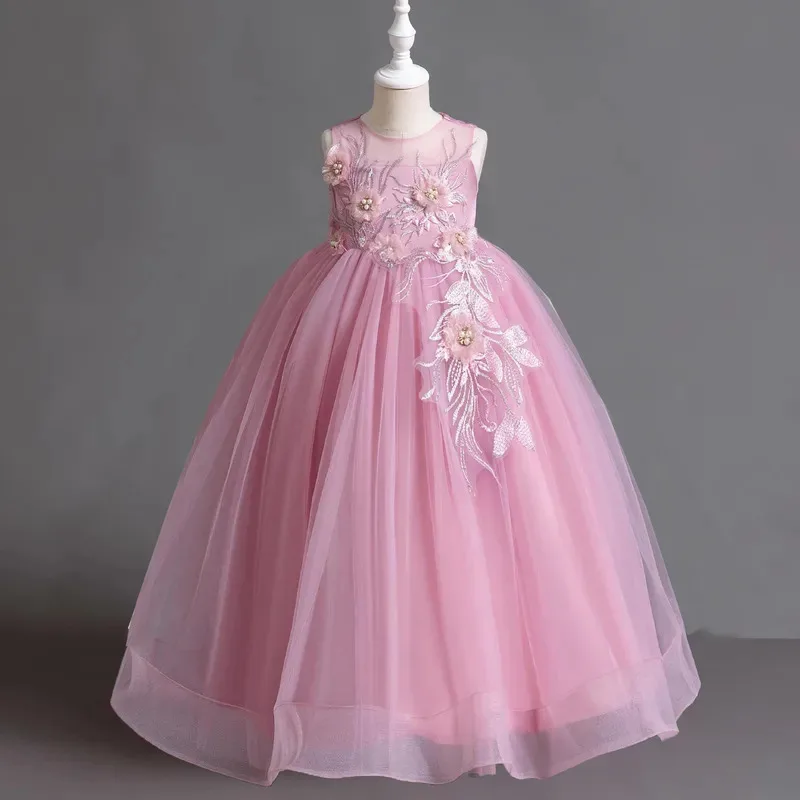 

Shiny Toddler Little Big Girls 4-10 Years Embroidered Wedding Bridesmaid Flower Girl Birthday Party Formal Pageant Gown