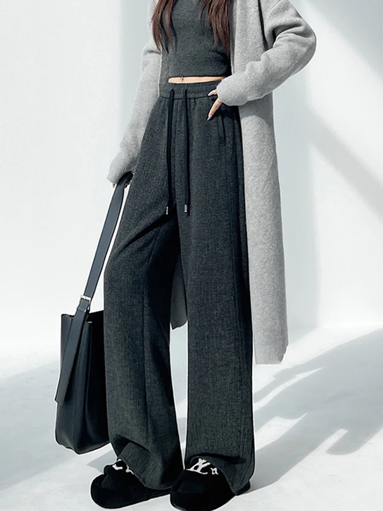 Calças Casuais de Cintura Alta para Mulheres, Novas Calças de Perna Larga Estreita para Outono e Inverno, Calças Longas Drag, Calças Tubo Retas