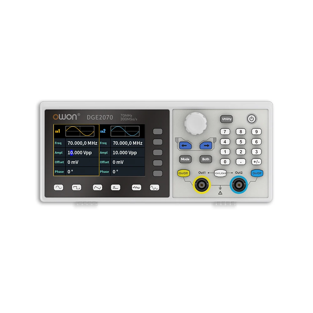 OWON DGE2070 Benchtop Arbitrary Waveform Generator 2Ch 35Mhz 70MHz 300MSa/s 14Bits Vertical Resolution AWG Machine DGE2035