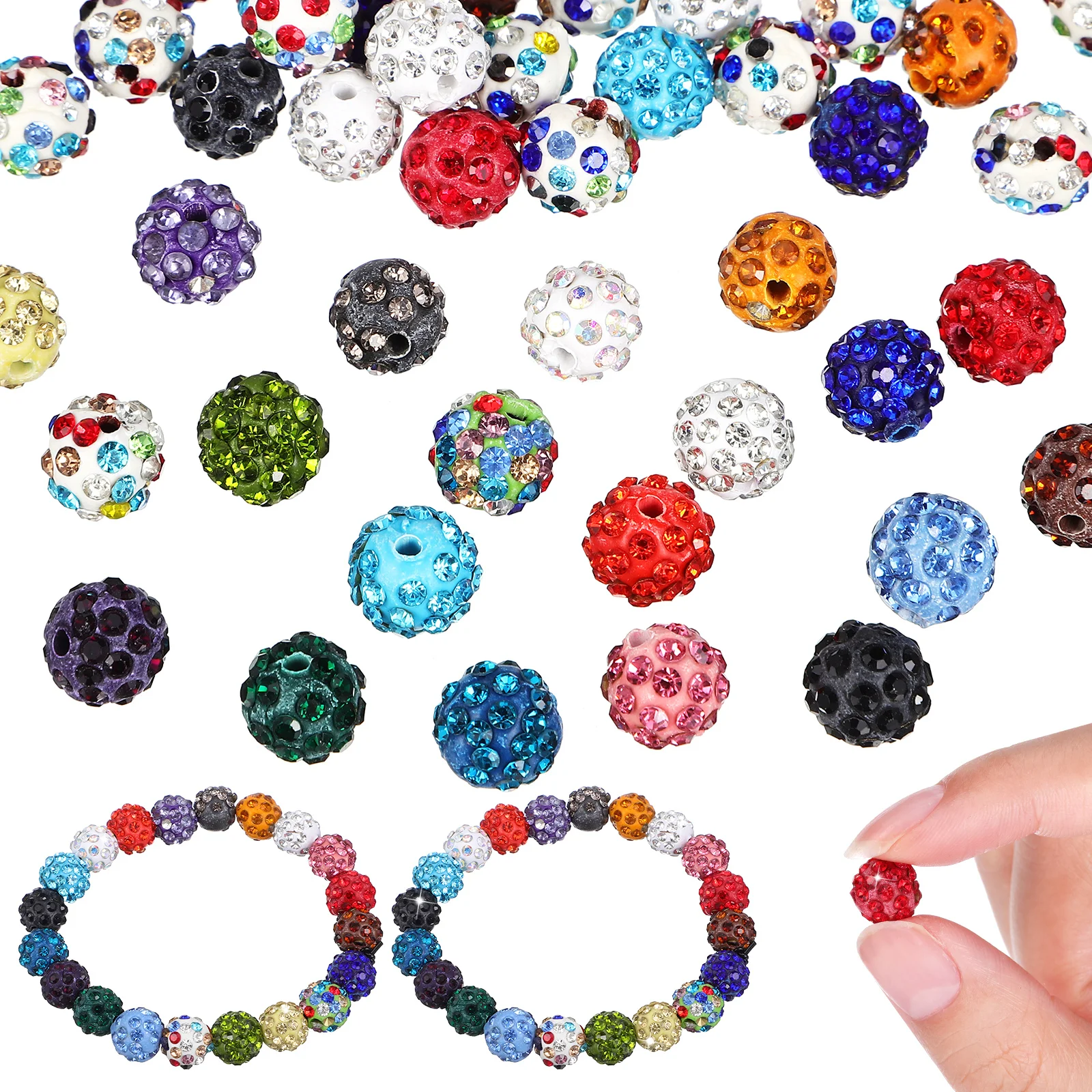 

100pcs Beads 10mm Colorful Drilled Polymer Clay Spacer Beads for Necklace Bracelet Earrings Craft Jewelry Making