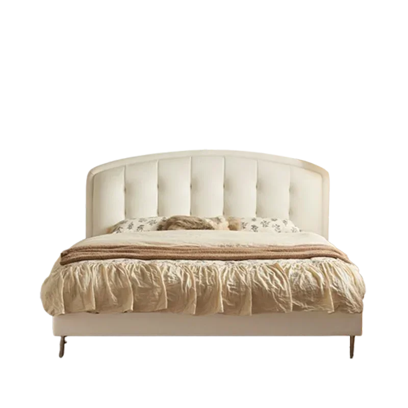 #Wood Frame Fabric Bed Elegant High Profile Beauty Simple Bed Modern Hotel Camas Moderrnas Inteligentes Bedroom Furniture