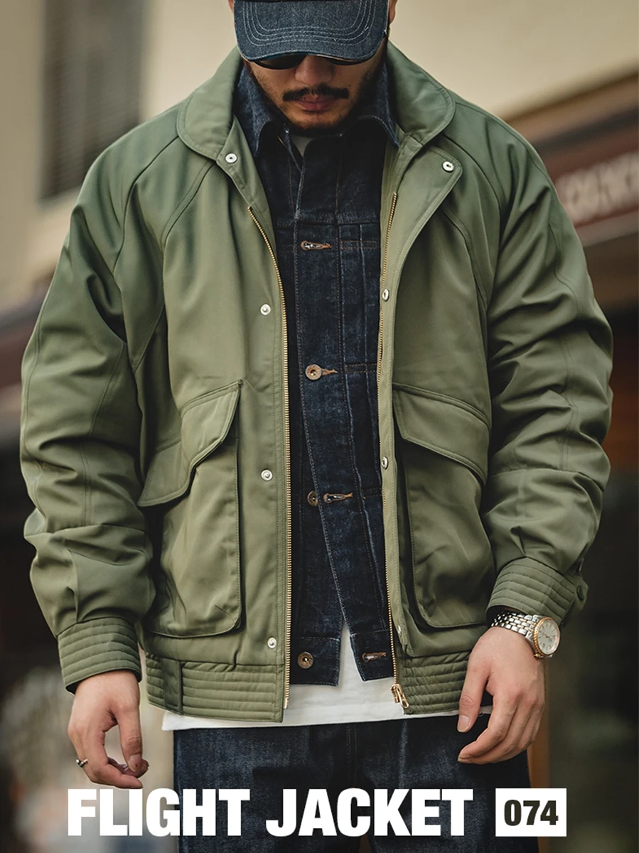 

Мужская зимняя куртка Maden Thiened в стиле ретро, японская пилотская куртка, хлопковое пальто с карманами, свободный крой, молодежная повседневная одежда