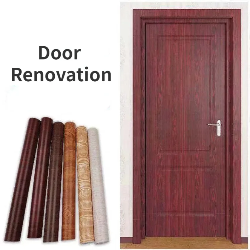 Self-adhesive Wood Grain Stickers for Door Waterproof and Oil Proof Cabinets Wardrobes Desktop Furniture Refurbishment Wallpaper