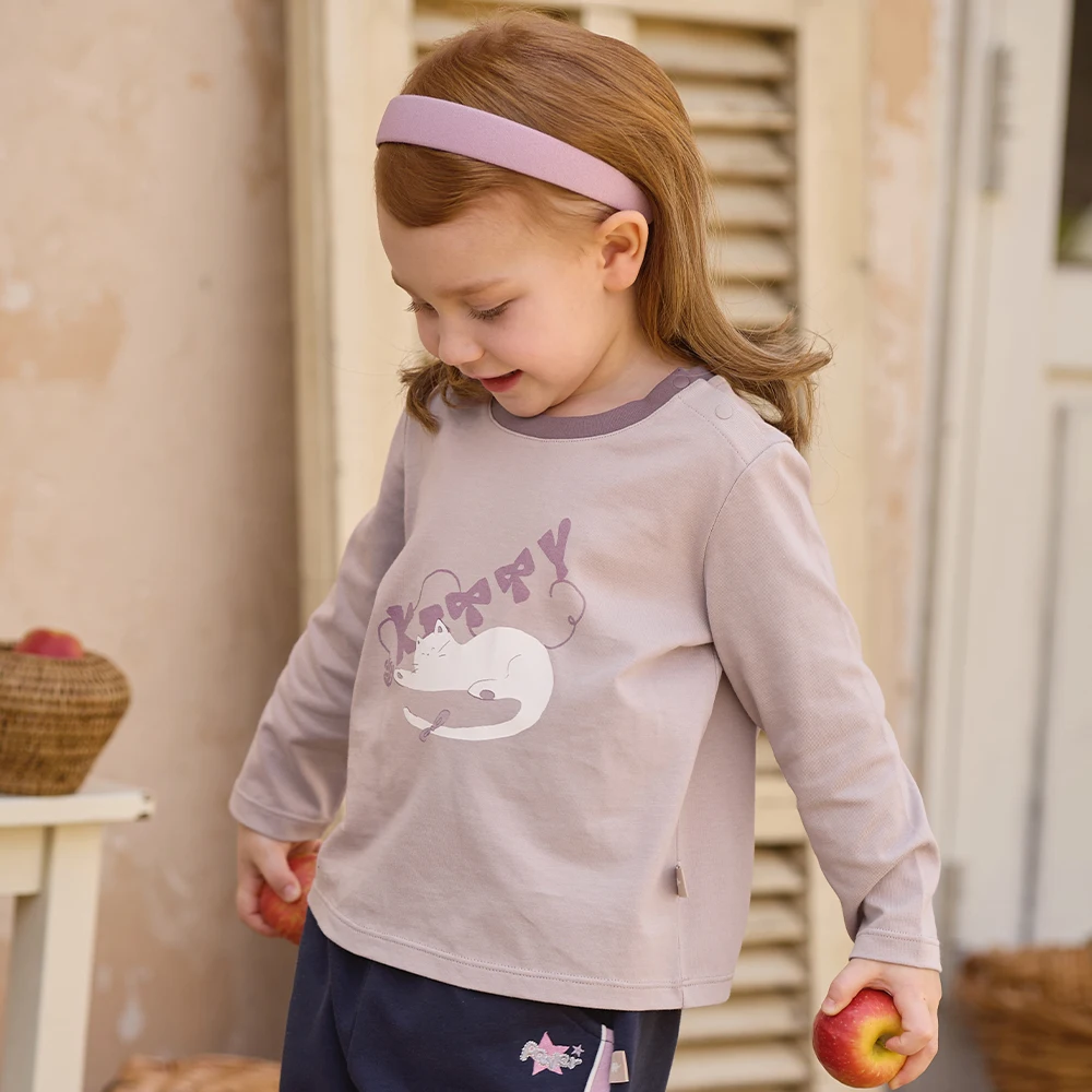Dave Bella Girls Boys Autumn Long Sleeve T-shirt Spring Printed Cotton Pullover Children Casual Basic Tops Clothes DB3262599