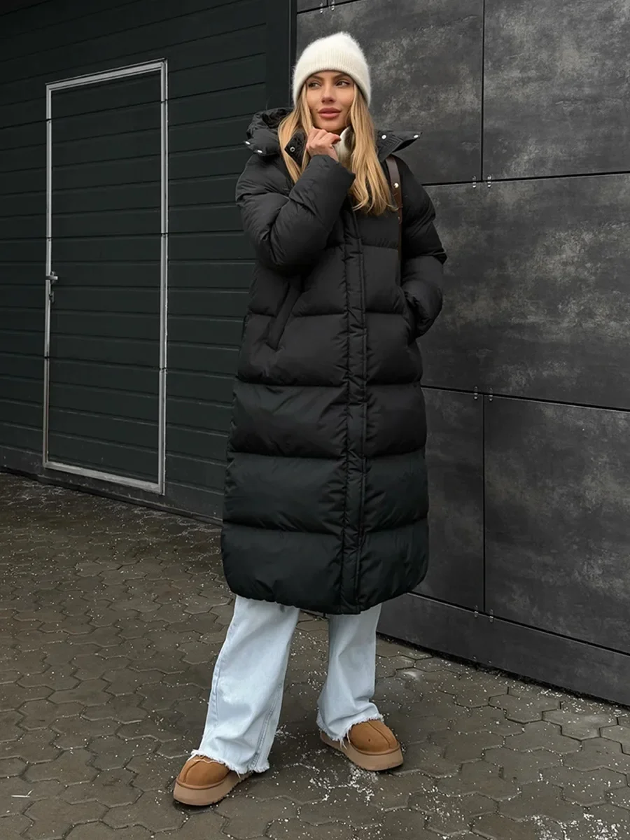 

Women's New Winter Extra Long Hooded Parkas Retro Cotton Padded Jacket Heavyweight Over-the-Knee Warm Outerwear