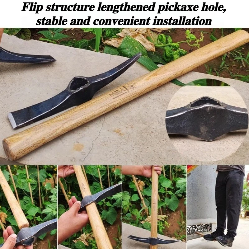 55CM Steel Pickaxe and Digging Tools Multifunctional High Hardness Pickaxe Large Outdoor Camping Gardening Hand Tools