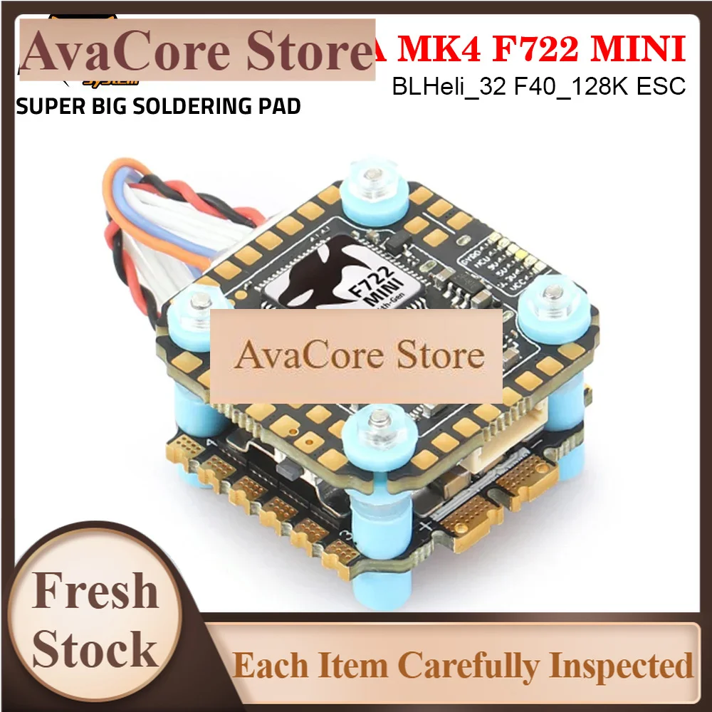 AvaCoreDIATONE MAMBA MK4 F722 MINI OSD Flight Controller W/ BLHeli_32 F40_128K ESC Dshot300/600/1200 3-6S for FPV Racing Drone