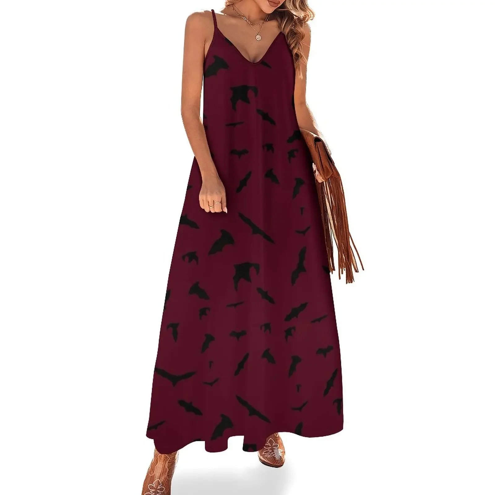 

Bats on burgundy #4d0013 Sleeveless Dress summer outfits for women 2025 dresses summer woman 2025 prom clothes Dress