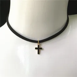 Retro Gothic Choker Necklace Punk Black Velvet Necklace Women Short Cross Pendant Collar Jewelry Bijoux Gifts Wholesale