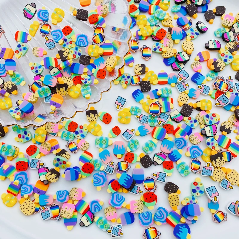 50g/Lot Hot Selling Clay Ice Cream Sprinkle, Cute Popsicle Slice for Crafts Making, Phone Deco, DIY Scrapbooking