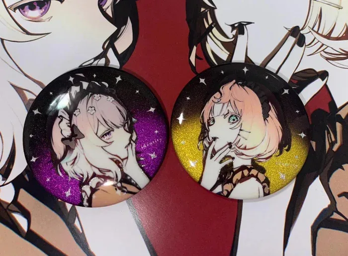 Enna & Millie أنيمي شارة شخصية صورة جولة بروش Ita حقيبة حلية لطيف الإكسسوارات الهوية شارة دبوس