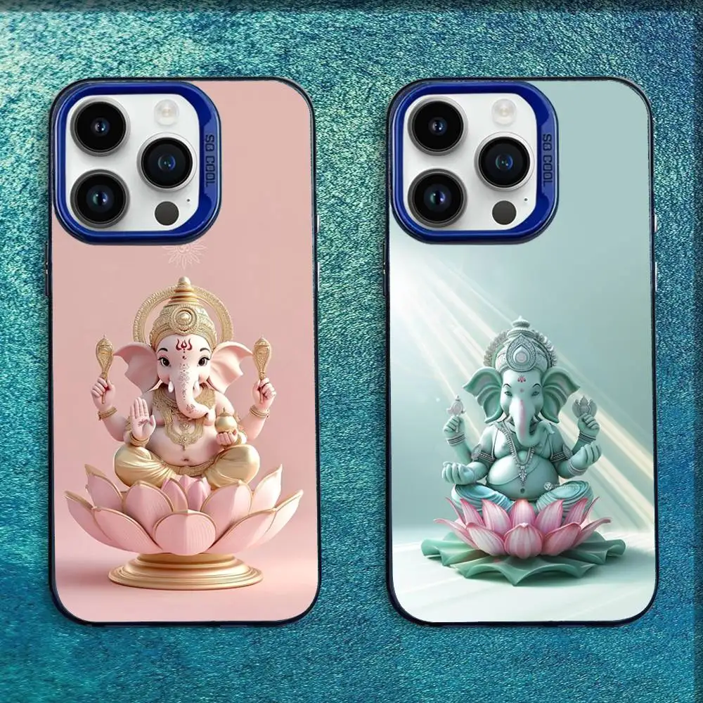 

Ganesh Elephant God Phone Case For iPhone 16,15,14,13,12,11,Mini,Pro,E,MAX Blue Candy Matte Shockproof Cover