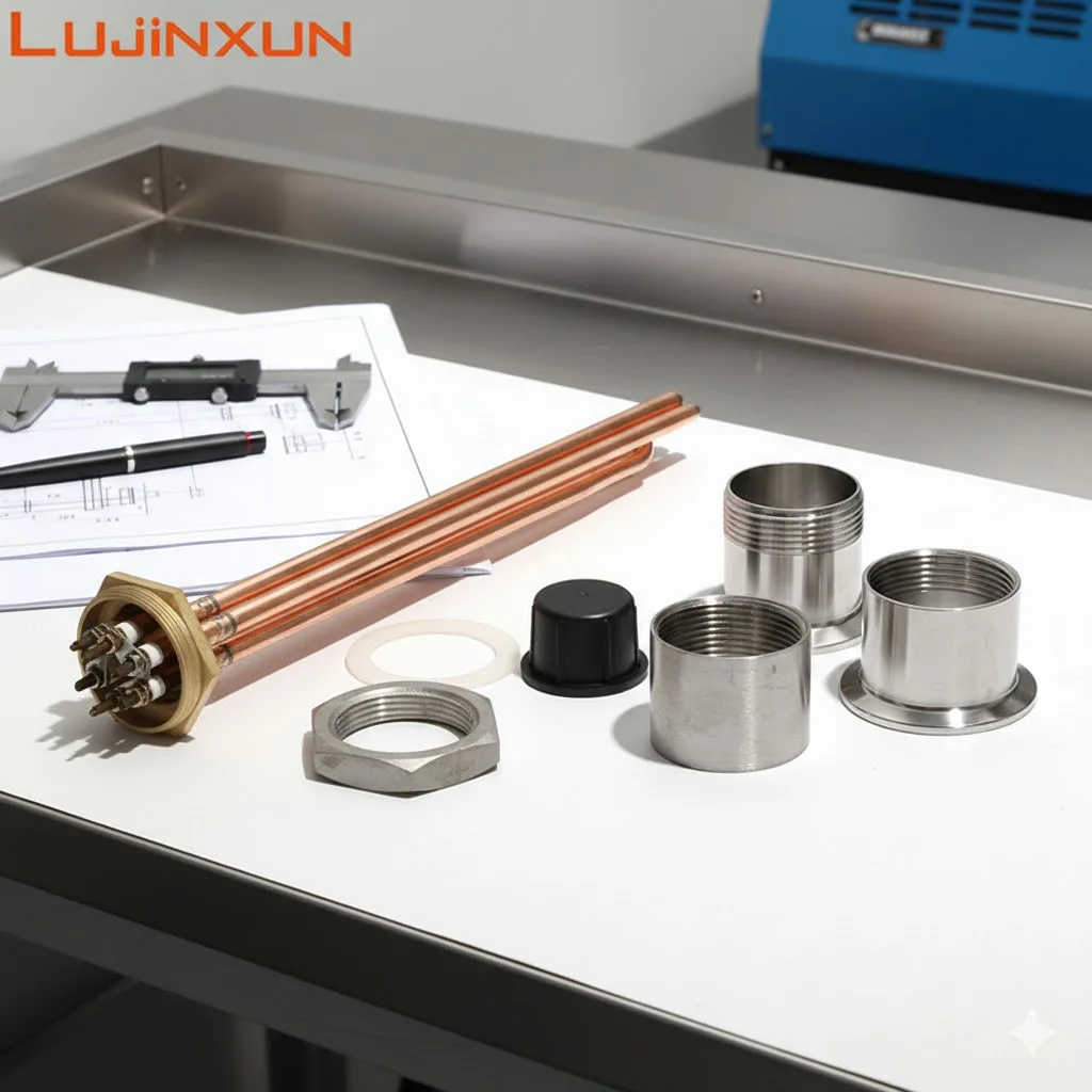 LUJINXUN DN32 (41mm) 110V/220V Water Heating Element Copper Thread/Tube Water Heater 3KW/4.5KW/6KW/9KW/12KW Water Resistance 1PC
